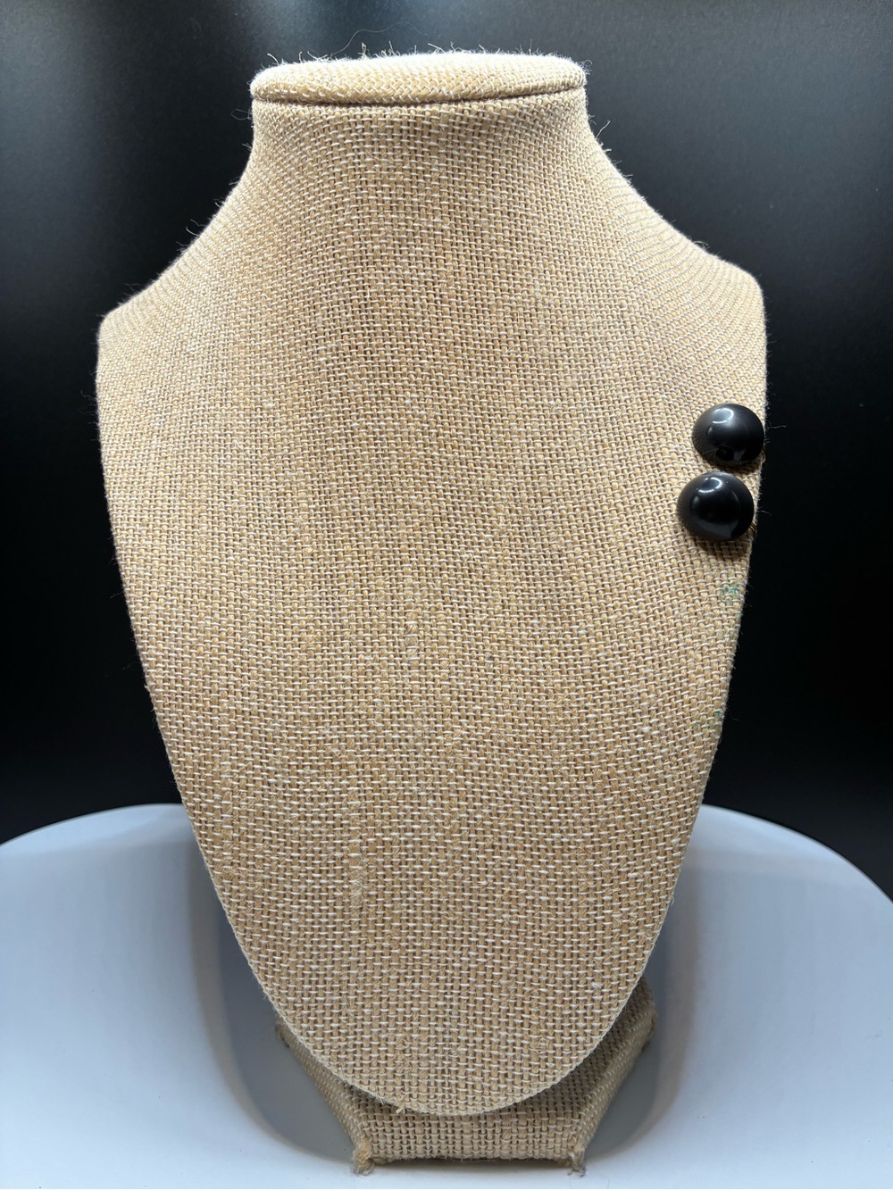 Vintage Resin Button Black Clip-On Earrings - Women Jewelry